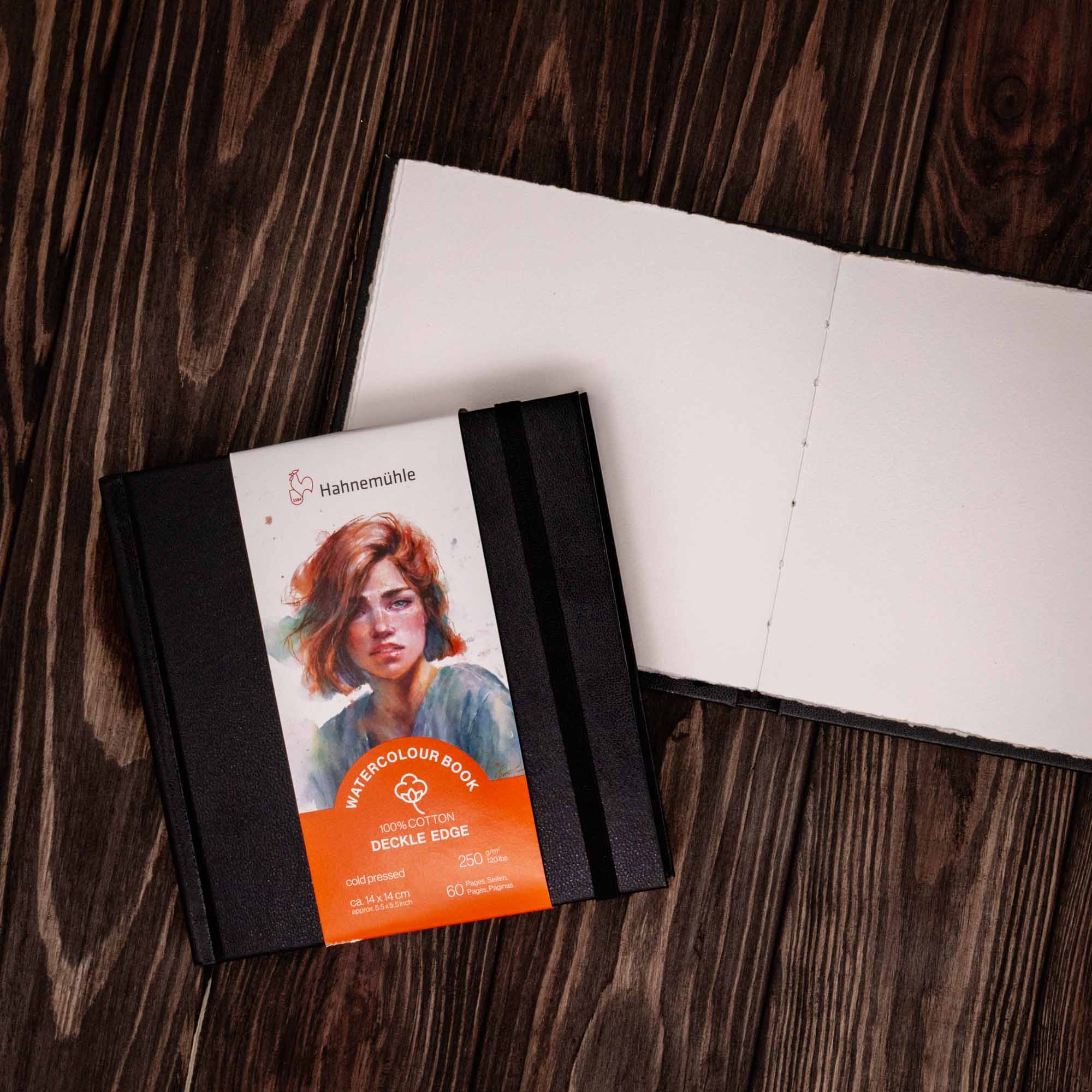 Square 14 x 14 cm - Hahnemühle - 100% Cotton watercolor sketchbook with deckled edge