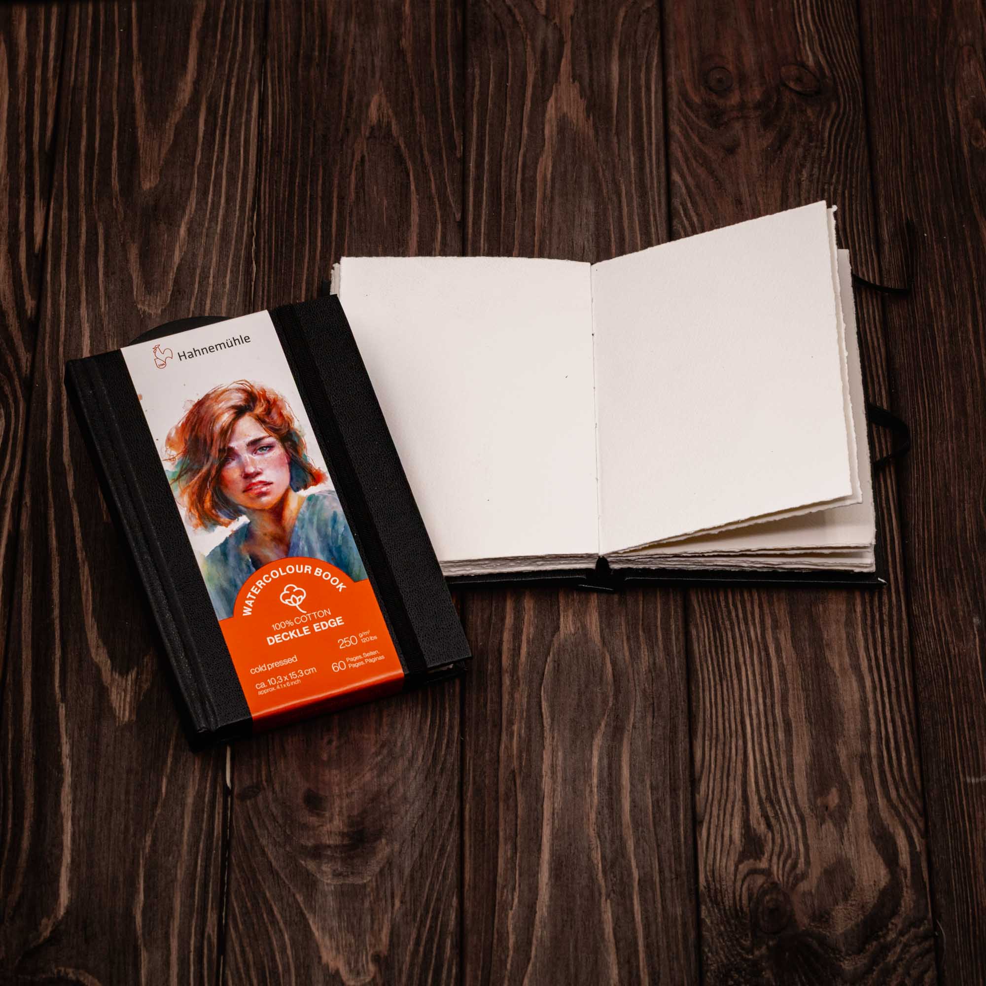A6 Portrait - Hahnemühle - 100% Cotton watercolor sketchbook with deckled edge
