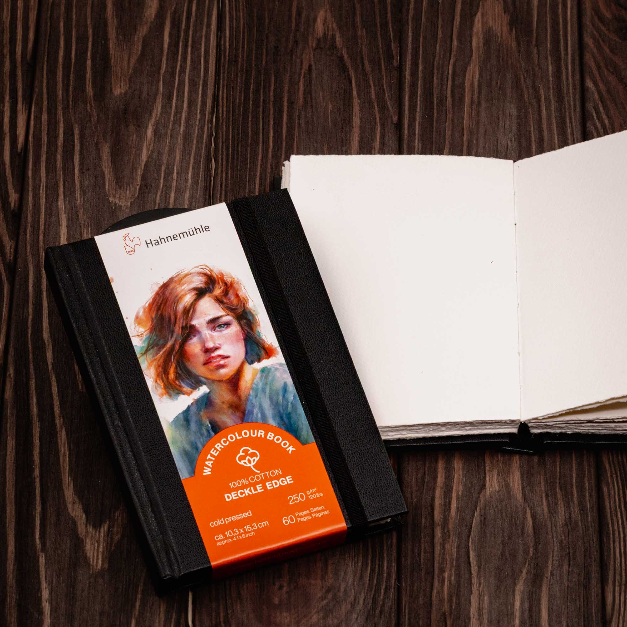 A6 Portrait - Hahnemühle - 100% Cotton watercolor sketchbook with deckled edge