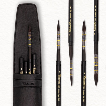 4 Reisepinsel in Taschenetuis aus Öko-Leder - Vajo - Tintoretto (4323) 