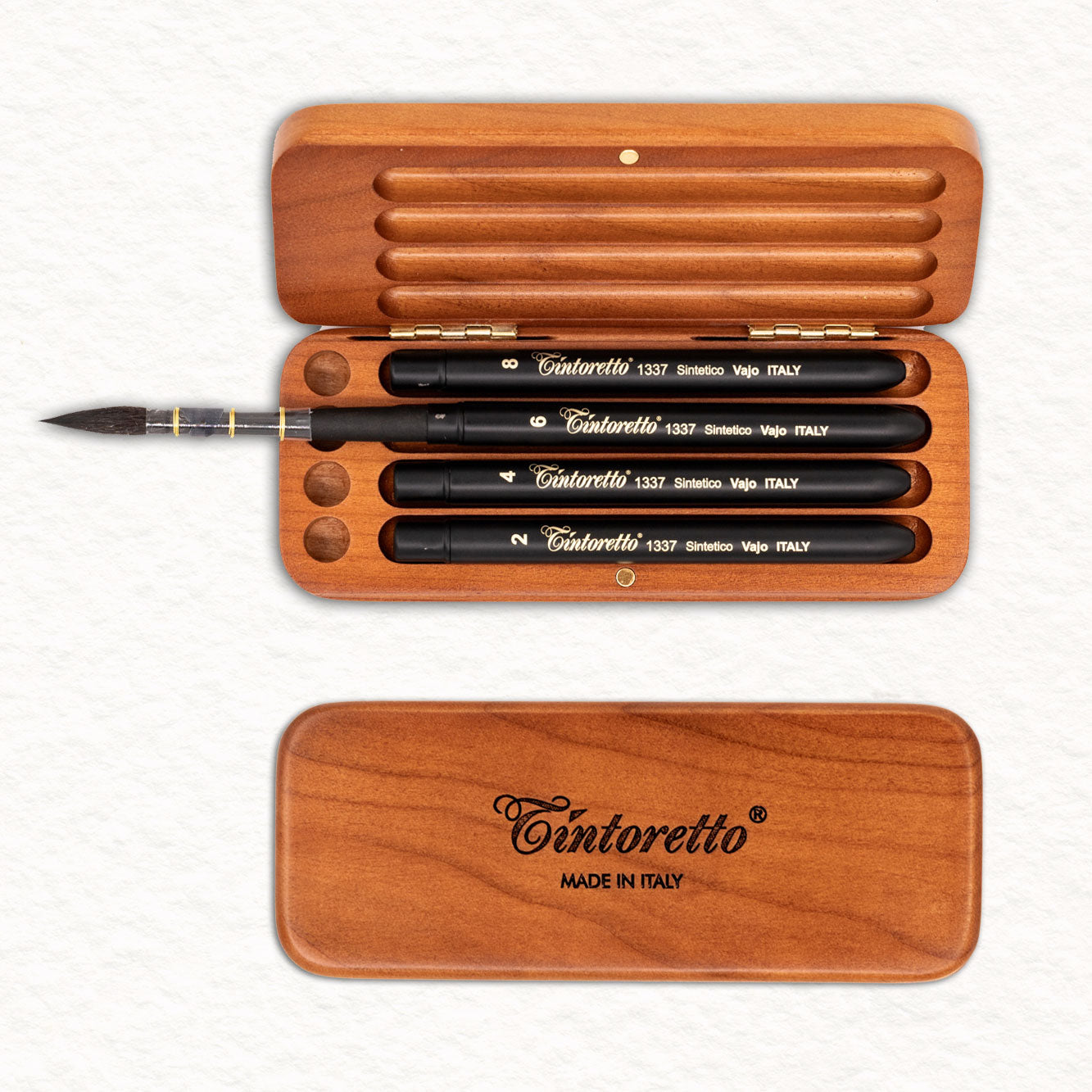 4 Travel brushes in wooden pocket case - Vajo - Tintoretto (553)